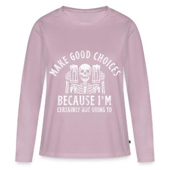 Faites les bons choix - T-shirt manches longues Premium bio Femme - rose poudré - Devant - Julia (174cm)