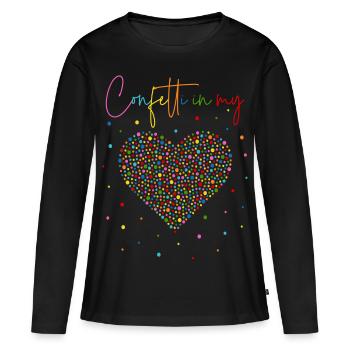 Confettis im Herzen - Confettis dans mon cœur - T-shirt manches longues Premium bio Femme - noir - Devant - Julia (174cm)
