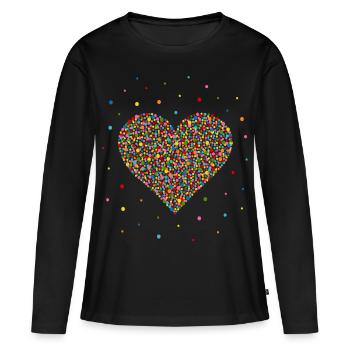 Coeur de confettis - T-shirt manches longues Premium bio Femme - noir - Devant - Julia (174cm)