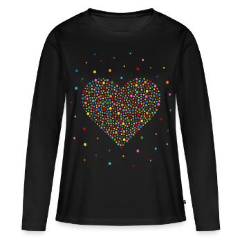 Coeur de confettis - T-shirt manches longues Premium bio Femme - noir - Devant - Julia (174cm)