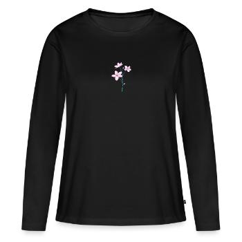 Fleur de cerisier - T-shirt manches longues Premium bio Femme - noir - Devant - Julia (174cm)