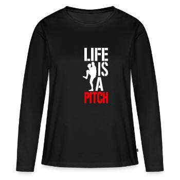 Pitch Baseball Pitcher - Frauen Premium Bio Langarmshirt - Schwarz - Vorne - Julia (174cm)