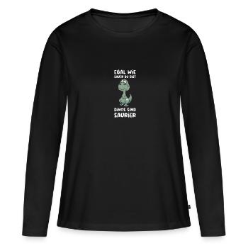 Dino Dinosaurier Trex Urzeit Geschenk - Frauen Premium Bio Langarmshirt - Schwarz - Vorne - Julia (174cm)