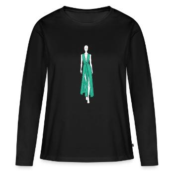95B4113F 8F09 4753 BB72 3C5A32BA96B1 - Frauen Premium Bio Langarmshirt - Schwarz - Vorne - Julia (174cm)