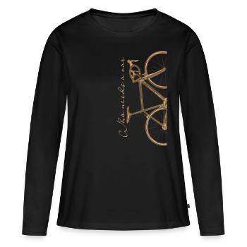 Sans voiture - T-shirt manches longues Premium bio Femme - noir - Devant - Julia (174cm)