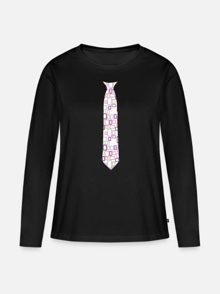 Krawatte Muster Bunt - Frauen Premium Bio Langarmshirt - Schwarz