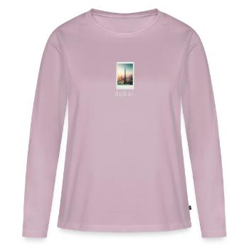 Burj Khalifa Dubaï Rétro Photo - T-shirt manches longues Premium bio Femme - rose poudré - Devant - Julia (174cm)