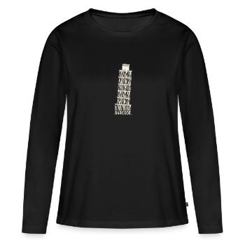 B4RCODE. Pise - T-shirt manches longues Premium bio Femme - noir - Devant - Julia (174cm)