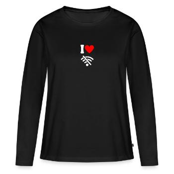 J'adore Offline - Détox Digitale sans Wifi - T-shirt manches longues Premium bio Femme - noir - Devant - Julia (174cm)