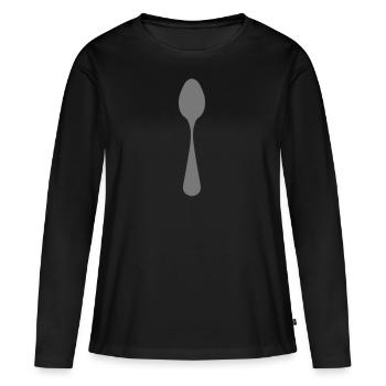 cuillere soupe 8 - T-shirt manches longues Premium bio Femme - noir - Devant - Julia (174cm)