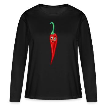 Piment pepperoni chefs de cuisine chef - T-shirt manches longues Premium bio Femme - noir - Devant - Julia (174cm)
