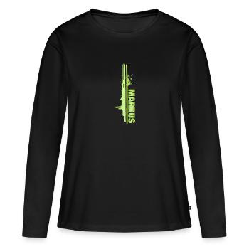 Éclaboussure de couleur Markus - T-shirt manches longues Premium bio Femme - noir - Devant - Julia (174cm)