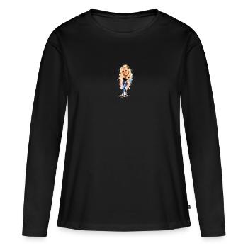 Femme blonde en tenue mode - T-shirt manches longues Premium bio Femme - noir - Devant - Julia (174cm)