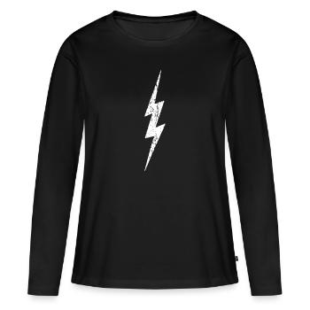 Blitz - Lightning Bolt - distressed - Frauen Premium Bio Langarmshirt - Schwarz - Vorne - Julia (174cm)