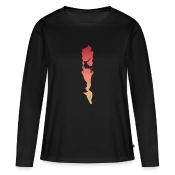 Klettern Bergsteigen Felsklettern Kletterer - Frauen Premium Bio Langarmshirt - Schwarz - Vorne - Julia (174cm)