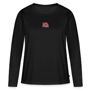 girl power (Farbe änderbar) - Frauen Premium Bio Langarmshirt - Schwarz - Vorne - Julia (174cm)