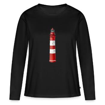 Phare libre, rouge blanc - T-shirt manches longues Premium bio Femme - noir - Devant - Julia (174cm)