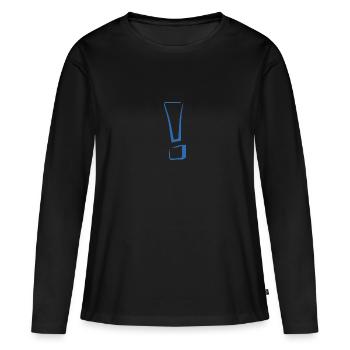 Point d’exclamation bleu - T-shirt manches longues Premium bio Femme - noir - Devant - Julia (174cm)