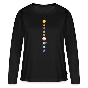 Système solaire - T-shirt manches longues Premium bio Femme - noir - Devant - Julia (174cm)