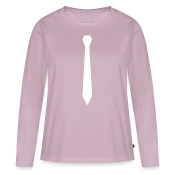 Cravate blanche - T-shirt manches longues Premium bio Femme - rose poudré - Devant - Julia (174cm)