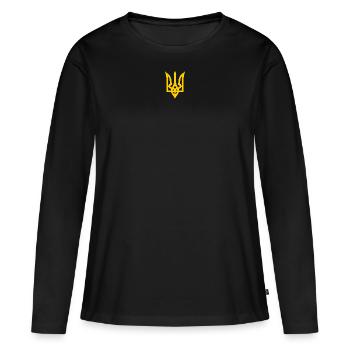 Ukraine Coat of Arms Slava Ukraini Zelenskyj Style - Women's Premium Organic Long Sleeve Shirt - black - Front - Julia (174cm)