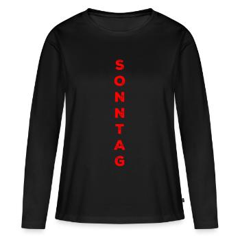 Dimanche - rouge - T-shirt manches longues Premium bio Femme - noir - Devant - Julia (174cm)