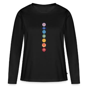 Chakra Sanskrit - T-shirt manches longues Premium bio Femme - noir - Devant - Julia (174cm)