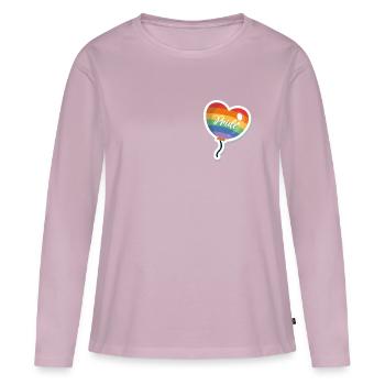 Fierté Ballon en forme de cœur Arc-en-ciel, LGBTQ+ - T-shirt manches longues Premium bio Femme - rose poudré - Devant - Julia (174cm)