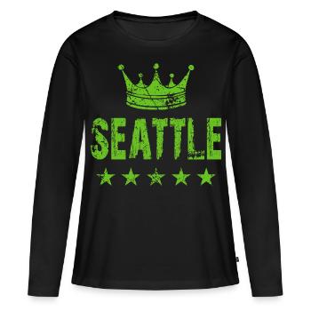 Étoiles de la couronne de Seattle - T-shirt manches longues Premium bio Femme - noir - Devant - Julia (174cm)