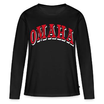 Omaha - T-shirt manches longues Premium bio Femme - noir - Devant - Julia (174cm)