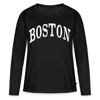 Boston - T-shirt manches longues Premium bio Femme - noir - Devant - Julia (174cm)