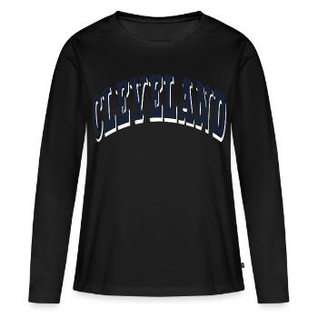 Cleveland - T-shirt manches longues Premium bio Femme - noir - Devant - Julia (174cm)