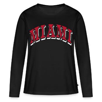 Miami - T-shirt manches longues Premium bio Femme - noir - Devant - Julia (174cm)