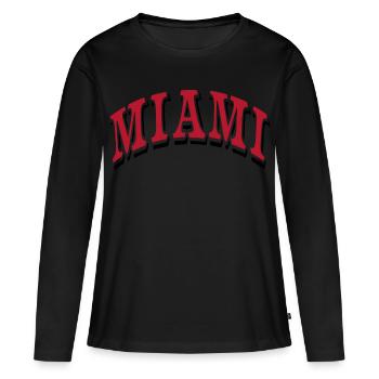 Miami - T-shirt manches longues Premium bio Femme - noir - Devant - Julia (174cm)