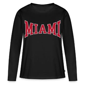 Miami - T-shirt manches longues Premium bio Femme - noir - Devant - Julia (174cm)
