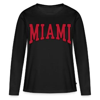 Miami - T-shirt manches longues Premium bio Femme - noir - Devant - Julia (174cm)