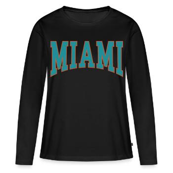 Miami - T-shirt manches longues Premium bio Femme - noir - Devant - Julia (174cm)