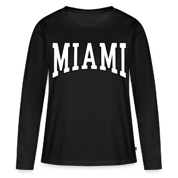 Miami - T-shirt manches longues Premium bio Femme - noir - Devant - Julia (174cm)