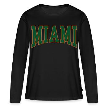 Miami - T-shirt manches longues Premium bio Femme - noir - Devant - Julia (174cm)