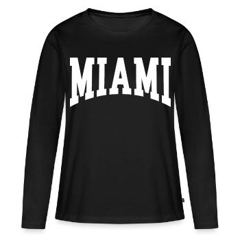 Miami - T-shirt manches longues Premium bio Femme - noir - Devant - Julia (174cm)
