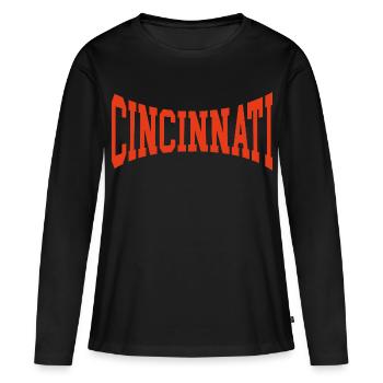 Cincinnati - T-shirt manches longues Premium bio Femme - noir - Devant - Julia (174cm)