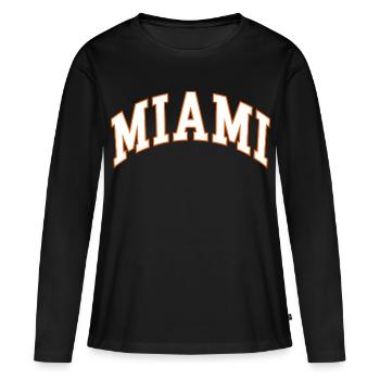 Miami - T-shirt manches longues Premium bio Femme - noir - Devant - Julia (174cm)