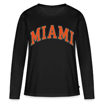 Miami - T-shirt manches longues Premium bio Femme - noir - Devant - Julia (174cm)