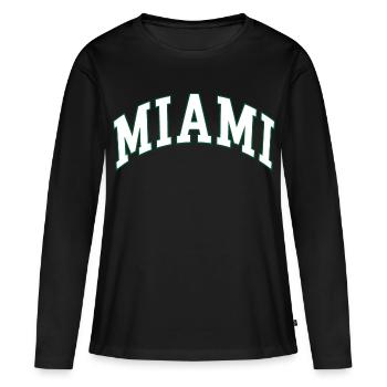 Miami - T-shirt manches longues Premium bio Femme - noir - Devant - Julia (174cm)