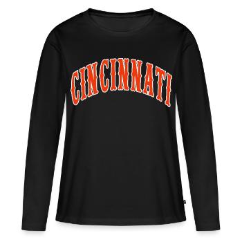 Cincinnati - T-shirt manches longues Premium bio Femme - noir - Devant - Julia (174cm)
