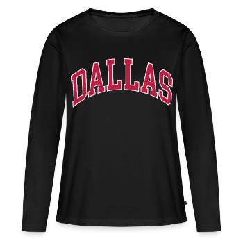 Dallas - Frauen Premium Bio Langarmshirt - Schwarz - Vorne - Julia (174cm)