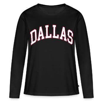 Dallas - Frauen Premium Bio Langarmshirt - Schwarz - Vorne - Julia (174cm)