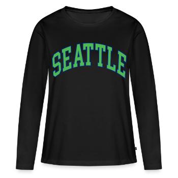 Seattle - T-shirt manches longues Premium bio Femme - noir - Devant - Julia (174cm)