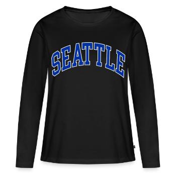 Seattle - T-shirt manches longues Premium bio Femme - noir - Devant - Julia (174cm)