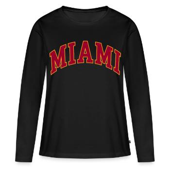 Miami - T-shirt manches longues Premium bio Femme - noir - Devant - Julia (174cm)